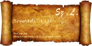 Szvatkó Lili névjegykártya